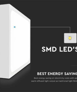 LED Πλαφονιέρα Τετράγωνη 18W V-TAC σε Λευκό Σώμα IP44 Θερμό 3000K – 7624