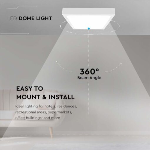 LED Πλαφονιέρα Τετράγωνη 18W V-TAC σε Λευκό Σώμα IP44 Θερμό 3000K – 7624