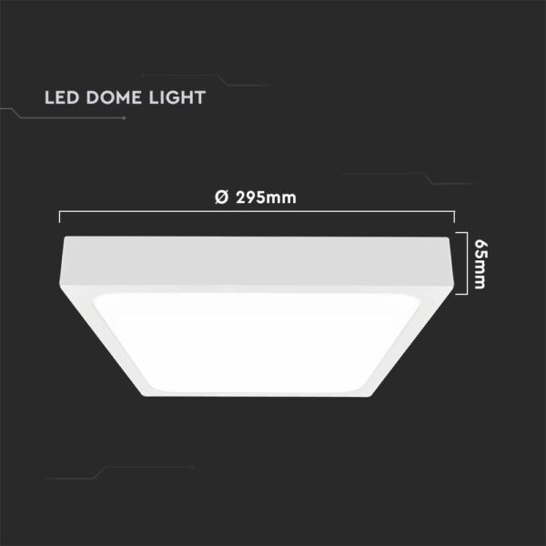 LED Πλαφονιέρα 24W Τετράγωνη σε Λευκό Σώμα Θερμό 3000K IP44 V-TAC – 7627