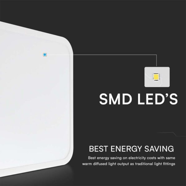 18W LED Πλαφονιέρα Τετράγωνη 25x25cm Λευκή SAMSUNG Chip 2500lm 6500K IP44 V-TAC – 76261-24