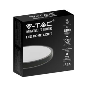 LED Πλαφονιέρα 18W Στρογγυλή σε Μαύρο Σώμα Ψυχρό 6500K IP44 V-TAC – 7635