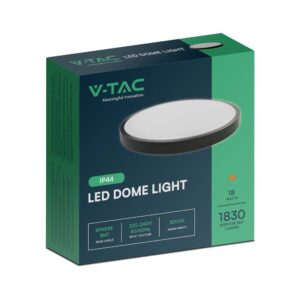 Πλαφονιέρα Οροφής LED 18W 4000K IP44 Μαύρου Χρώματος  V-TAC – 76341