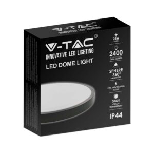 LED Πλαφονιέρα 24W Στρογγυλή σε Μαύρο Σώμα Φυσικό 4000K IP44 V-TAC – 7637