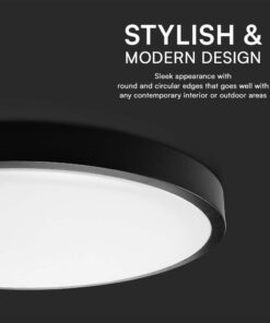 Πλαφονιέρα Οροφής LED 24W 6500K IP44 Μαύρου Χρώματος V-TAC – 76381