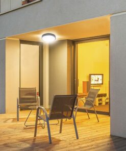 LED Πλαφονιέρα Στρογγυλή 30W V-TAC σε Μαύρο Σώμα IP44 Θερμό 3000K – 7639