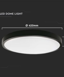LED Πλαφονιέρα Στρογγυλή 30W V-TAC σε Μαύρο Σώμα IP44 Θερμό 3000K – 7639