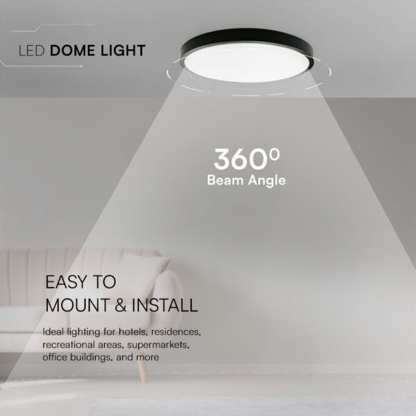 18W LED Πλαφονιέρα Στρογγυλή Φ250 Μαύρη SAMSUNG Chip 1830lm 3000K IP44 V-TAC – 76331-24