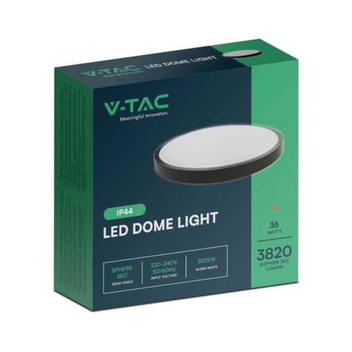 Φωτιστικό Οροφής LED 36W Dome 3000K IP44 Μαύρου Χρώματος V-TAC – 76391VT