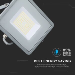 LED Προβολέας 50W V-TAC PRO Samsung Chip Γκρι 100° 5750lm Αδιάβροχος IP65 Ψυχρό 6400K – 21765