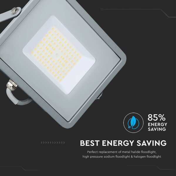 LED Προβολέας 50W V-TAC PRO Samsung Chip Γκρι 100° 5750lm Αδιάβροχος IP65 Ψυχρό 6400K – 21765