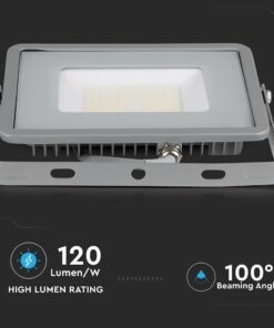 LED Προβολέας 50W V-TAC PRO Samsung Chip Γκρι 100° 5750lm Αδιάβροχος IP65 Ψυχρό 6400K – 21765