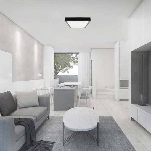 LED Πλαφονιέρα 18W Τετράγωνη σε Μαύρο Σώμα Θερμό 3000K IP44 V-TAC – 7642