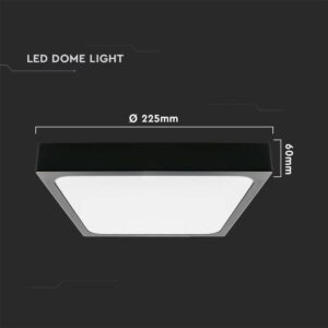 LED Πλαφονιέρα 18W Τετράγωνη σε Μαύρο Σώμα Θερμό 3000K IP44 V-TAC – 7642
