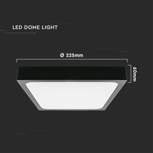 LED Πλαφονιέρα 18W Τετράγωνη σε Μαύρο Σώμα Θερμό 3000K IP44 V-TAC – 7642