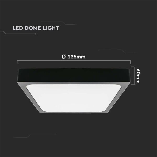 LED Πλαφονιέρα 18W Τετράγωνη σε Μαύρο Σώμα Θερμό 3000K IP44 V-TAC – 7642