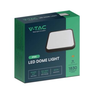 Πλαφονιέρα Οροφής LED 18W 4000K IP44 Μαύρου Χρώματος  V-TAC – 76431