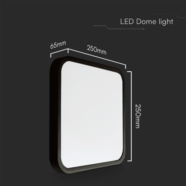 18W LED Πλαφονιέρα Τετράγωνη 25x25cm Μαύρη SAMSUNG Chip 1830lm 3000K IP44 V-TAC – 76421-24