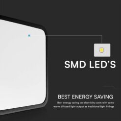 18W LED Πλαφονιέρα Τετράγωνη 25x25cm Μαύρη SAMSUNG Chip 1830lm 3000K IP44 V-TAC – 76421-24