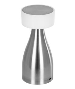 GloboStar® DOLLY 76468 Μοντέρνο Επιτραπέζιο Φωτιστικό Πορτατίφ LED 1.5W 105lm 120° DC 5V Επαναφορτιζόμενο με Μπαταρία Li-ion 1800mAh – Διακόπτη Αφής με 3 Εναλλαγές Φωτισμού CCT Θερμό – Φυσικό – Ψυχρό 1500K – 4500K – 6000K Dimmable – D9 x 21cm – Ασημί