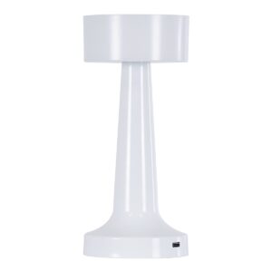 GloboStar® NANNA 76471 Μοντέρνο Επιτραπέζιο Φωτιστικό Πορτατίφ LED 1.5W 105lm 120° DC 5V Επαναφορτιζόμενο με Μπαταρία Li-ion 1800mAh – Διακόπτη Αφής με 3 Εναλλαγές Φωτισμού CCT Θερμό – Φυσικό – Ψυχρό 1500K – 4500K – 6000K Dimmable – D9 x 21cm – Λευκό