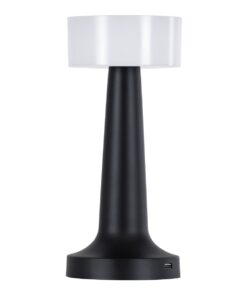 GloboStar® NANNA 76472 Μοντέρνο Επιτραπέζιο Φωτιστικό Πορτατίφ LED 1.5W 105lm 120° DC 5V Επαναφορτιζόμενο με Μπαταρία Li-ion 1800mAh – Διακόπτη Αφής με 3 Εναλλαγές Φωτισμού CCT Θερμό – Φυσικό – Ψυχρό 1500K – 4500K – 6000K Dimmable – D9 x 21cm – Μαύρο