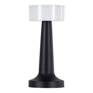 GloboStar® NANNA 76472 Μοντέρνο Επιτραπέζιο Φωτιστικό Πορτατίφ LED 1.5W 105lm 120° DC 5V Επαναφορτιζόμενο με Μπαταρία Li-ion 1800mAh – Διακόπτη Αφής με 3 Εναλλαγές Φωτισμού CCT Θερμό – Φυσικό – Ψυχρό 1500K – 4500K – 6000K Dimmable – D9 x 21cm – Μαύρο