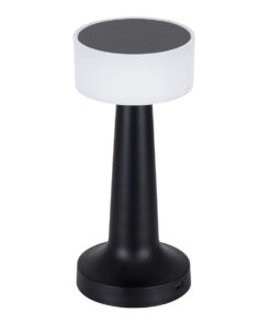 GloboStar® NANNA 76472 Μοντέρνο Επιτραπέζιο Φωτιστικό Πορτατίφ LED 1.5W 105lm 120° DC 5V Επαναφορτιζόμενο με Μπαταρία Li-ion 1800mAh – Διακόπτη Αφής με 3 Εναλλαγές Φωτισμού CCT Θερμό – Φυσικό – Ψυχρό 1500K – 4500K – 6000K Dimmable – D9 x 21cm – Μαύρο