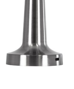 GloboStar® NANNA 76473 Μοντέρνο Επιτραπέζιο Φωτιστικό Πορτατίφ LED 1.5W 105lm 120° DC 5V Επαναφορτιζόμενο με Μπαταρία Li-ion 1800mAh – Διακόπτη Αφής με 3 Εναλλαγές Φωτισμού CCT Θερμό – Φυσικό – Ψυχρό 1500K – 4500K – 6000K Dimmable – D9 x 21cm – Ασημί