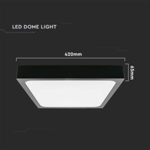 LED Πλαφονιέρα Τετράγωνη 30W V-TAC σε Μαύρο Σώμα IP44 Θερμό 3000K – 7648