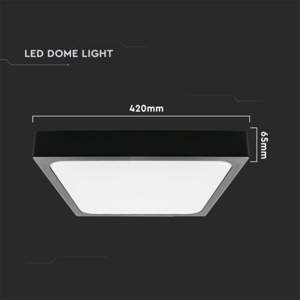 LED Πλαφονιέρα Τετράγωνη 30W V-TAC σε Μαύρο Σώμα IP44 Θερμό 3000K – 7648