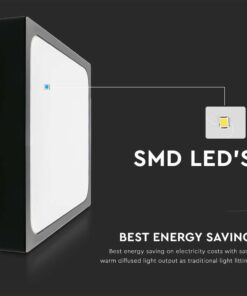 LED Πλαφονιέρα Τετράγωνη 30W V-TAC σε Μαύρο Σώμα IP44 Θερμό 3000K – 7648