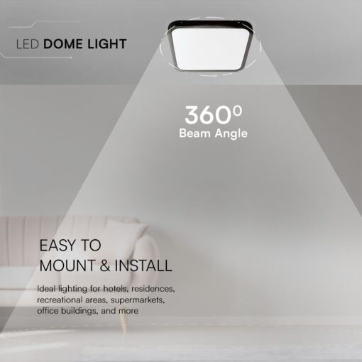 48W LED Πλαφονίερα V-TAC Samsung Chip 3000K Τετράγωνη Μαύρη IP44 – 76481-24