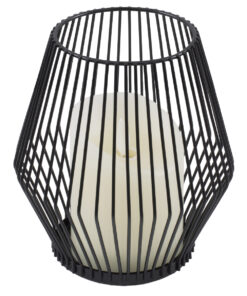 GloboStar® CANDLE 76493 Διακοσμητικό Realistic Κερί με LED Εφέ Κινούμενης Φλόγας – Μπαταρίας 2 x AA (Δεν Συμπεριλαμβάνονται) & Ασύρματο Χειριστήριο IR Θερμό Λευκό 2700K Dimmable Μαύρο Φ14 x Υ16cm