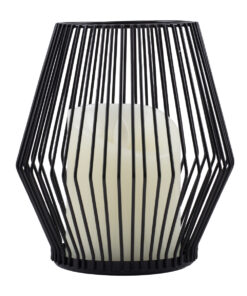 GloboStar® CANDLE 76493 Διακοσμητικό Realistic Κερί με LED Εφέ Κινούμενης Φλόγας – Μπαταρίας 2 x AA (Δεν Συμπεριλαμβάνονται) & Ασύρματο Χειριστήριο IR Θερμό Λευκό 2700K Dimmable Μαύρο Φ14 x Υ16cm