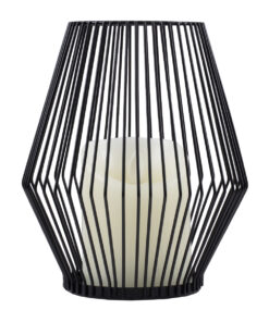 GloboStar® CANDLE 76494 Διακοσμητικό Realistic Κερί με LED Εφέ Κινούμενης Φλόγας – Μπαταρίας 2 x AA (Δεν Συμπεριλαμβάνονται) & Ασύρματο Χειριστήριο IR Θερμό Λευκό 2700K Dimmable Μαύρο Φ16 x Υ18cm