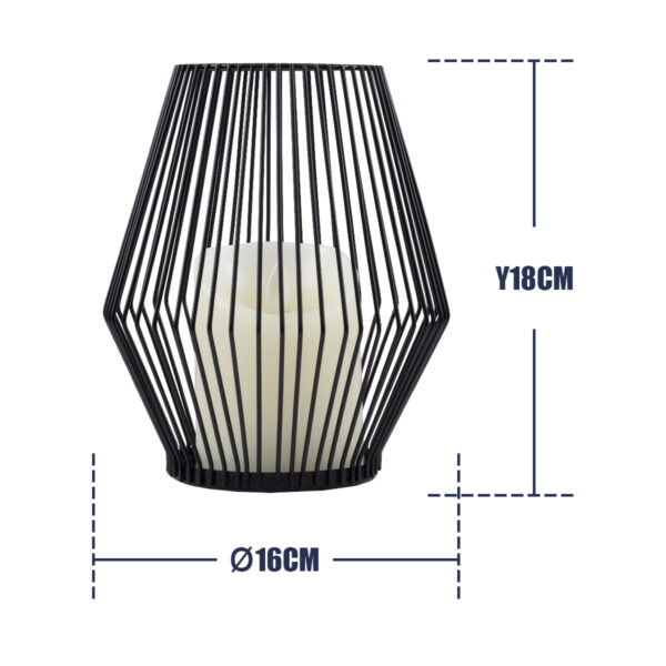 GloboStar® CANDLE 76494 Διακοσμητικό Realistic Κερί με LED Εφέ Κινούμενης Φλόγας – Μπαταρίας 2 x AA (Δεν Συμπεριλαμβάνονται) & Ασύρματο Χειριστήριο IR Θερμό Λευκό 2700K Dimmable Μαύρο Φ16 x Υ18cm