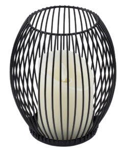 GloboStar® CANDLE 76495 Διακοσμητικό Realistic Κερί με LED Εφέ Κινούμενης Φλόγας – Μπαταρίας 2 x AA (Δεν Συμπεριλαμβάνονται) & Ασύρματο Χειριστήριο IR Θερμό Λευκό 2700K Dimmable Μαύρο Φ14 x Υ16cm