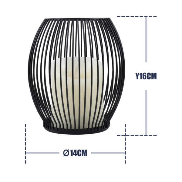 GloboStar® CANDLE 76495 Διακοσμητικό Realistic Κερί με LED Εφέ Κινούμενης Φλόγας – Μπαταρίας 2 x AA (Δεν Συμπεριλαμβάνονται) & Ασύρματο Χειριστήριο IR Θερμό Λευκό 2700K Dimmable Μαύρο Φ14 x Υ16cm
