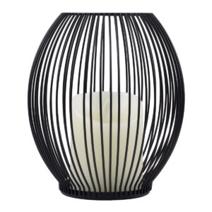GloboStar® CADLE 76496 Διακοσμητικό Realistic Κερί με LED Εφέ Κινούμενης Φλόγας – Μπαταρίας 2 x AA (Δεν Συμπεριλαμβάνονται) & Ασύρματο Χειριστήριο IR Θερμό Λευκό 2700K Dimmable Μαύρο Φ16 x Υ18cm
