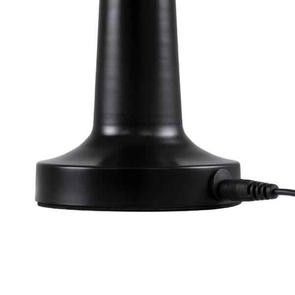 GloboStar® BELLA 76503 Μοντέρνο Επιτραπέζιο Φωτιστικό Πορτατίφ LED 1.5W 105lm 120° DC 5V Επαναφορτιζόμενο με Μπαταρία Li-ion 1800mAh – Διακόπτη Αφής με 3 Εντάσεις Φωτισμού Θερμό Λευκό 2700K Dimmable – Φ9 x 21cm – Μαύρο