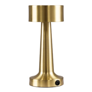 GloboStar® BELLA 76506 Μοντέρνο Επιτραπέζιο Φωτιστικό Πορτατίφ LED 1.5W 105lm 120° DC 5V Επαναφορτιζόμενο με Μπαταρία Li-ion 1800mAh – Διακόπτη Αφής με 3 Εντάσεις Φωτισμού Θερμό Λευκό 2700K Dimmable – Φ9 x 21cm – Χρυσό