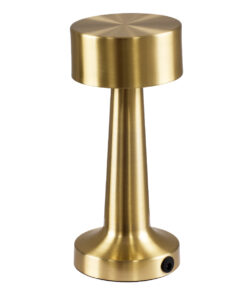 GloboStar® BELLA 76506 Μοντέρνο Επιτραπέζιο Φωτιστικό Πορτατίφ LED 1.5W 105lm 120° DC 5V Επαναφορτιζόμενο με Μπαταρία Li-ion 1800mAh – Διακόπτη Αφής με 3 Εντάσεις Φωτισμού Θερμό Λευκό 2700K Dimmable – Φ9 x 21cm – Χρυσό