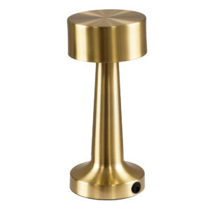 GloboStar® BELLA 76506 Μοντέρνο Επιτραπέζιο Φωτιστικό Πορτατίφ LED 1.5W 105lm 120° DC 5V Επαναφορτιζόμενο με Μπαταρία Li-ion 1800mAh – Διακόπτη Αφής με 3 Εντάσεις Φωτισμού Θερμό Λευκό 2700K Dimmable – Φ9 x 21cm – Χρυσό
