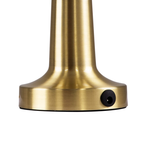 GloboStar® BELLA 76506 Μοντέρνο Επιτραπέζιο Φωτιστικό Πορτατίφ LED 1.5W 105lm 120° DC 5V Επαναφορτιζόμενο με Μπαταρία Li-ion 1800mAh – Διακόπτη Αφής με 3 Εντάσεις Φωτισμού Θερμό Λευκό 2700K Dimmable – Φ9 x 21cm – Χρυσό