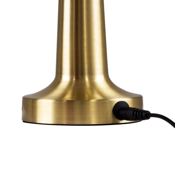 GloboStar® BELLA 76506 Μοντέρνο Επιτραπέζιο Φωτιστικό Πορτατίφ LED 1.5W 105lm 120° DC 5V Επαναφορτιζόμενο με Μπαταρία Li-ion 1800mAh – Διακόπτη Αφής με 3 Εντάσεις Φωτισμού Θερμό Λευκό 2700K Dimmable – Φ9 x 21cm – Χρυσό