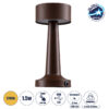 GloboStar® BELLA 76507 Μοντέρνο Επιτραπέζιο Φωτιστικό Πορτατίφ LED 1.5W 105lm 120° DC 5V Επαναφορτιζόμενο με Μπαταρία Li-ion 1800mAh – Διακόπτη Αφής με 3 Εντάσεις Φωτισμού Θερμό Λευκό 2700K Dimmable – Φ9 x 21cm – Σκούρο Καφέ