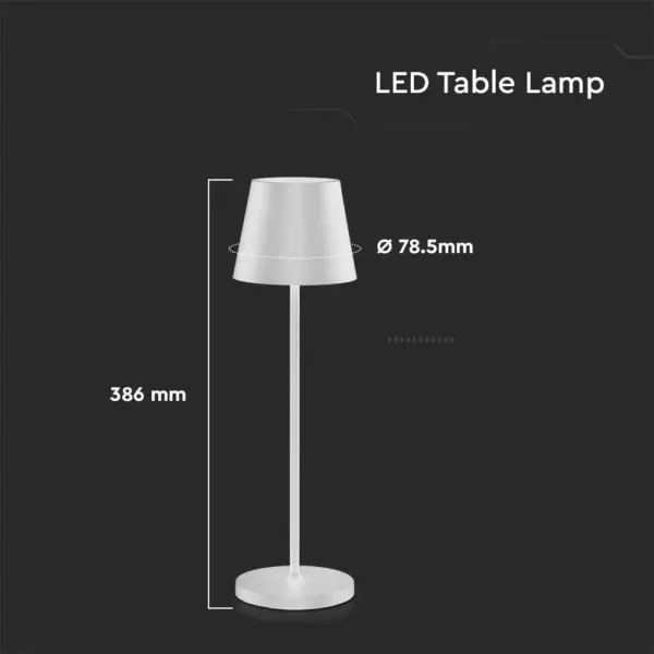 LED φωτιστικό γραφείου 2W επαναφορτιζόμενο 3000Κ με λευκό σώμα dimmable V-TAC – 7651