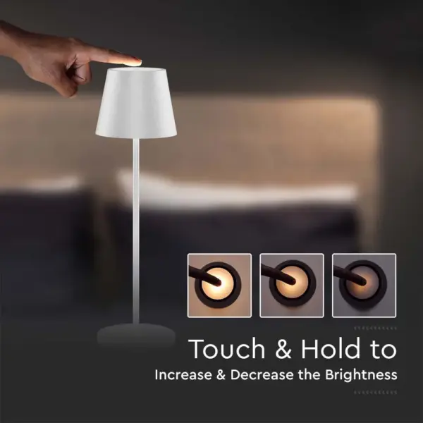 LED φωτιστικό γραφείου 2W επαναφορτιζόμενο 3000Κ με λευκό σώμα dimmable V-TAC – 7651