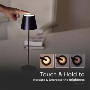 LED φωτιστικό γραφείου 2W επαναφορτιζόμενο 3000Κ με μαύρο σώμα dimmable V-TAC – 7652