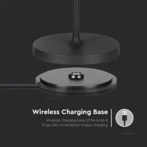 LED φωτιστικό γραφείου 2W επαναφορτιζόμενο 3000Κ με μαύρο σώμα dimmable V-TAC – 7652